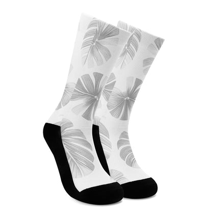 White Monstera Crew Socks