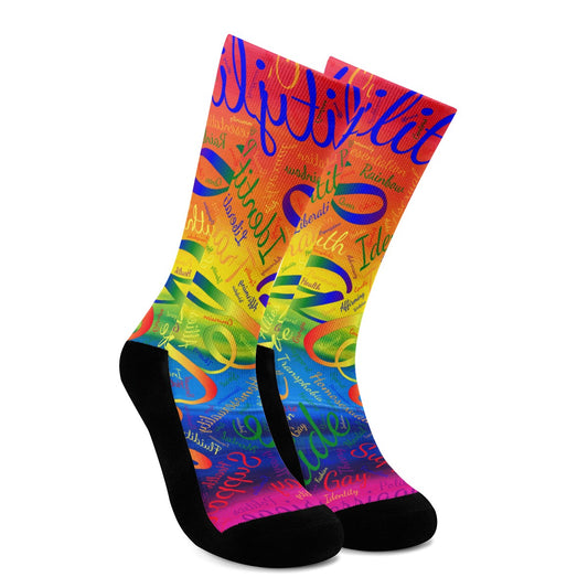 LGBTQ Word Cloud Crew Socks