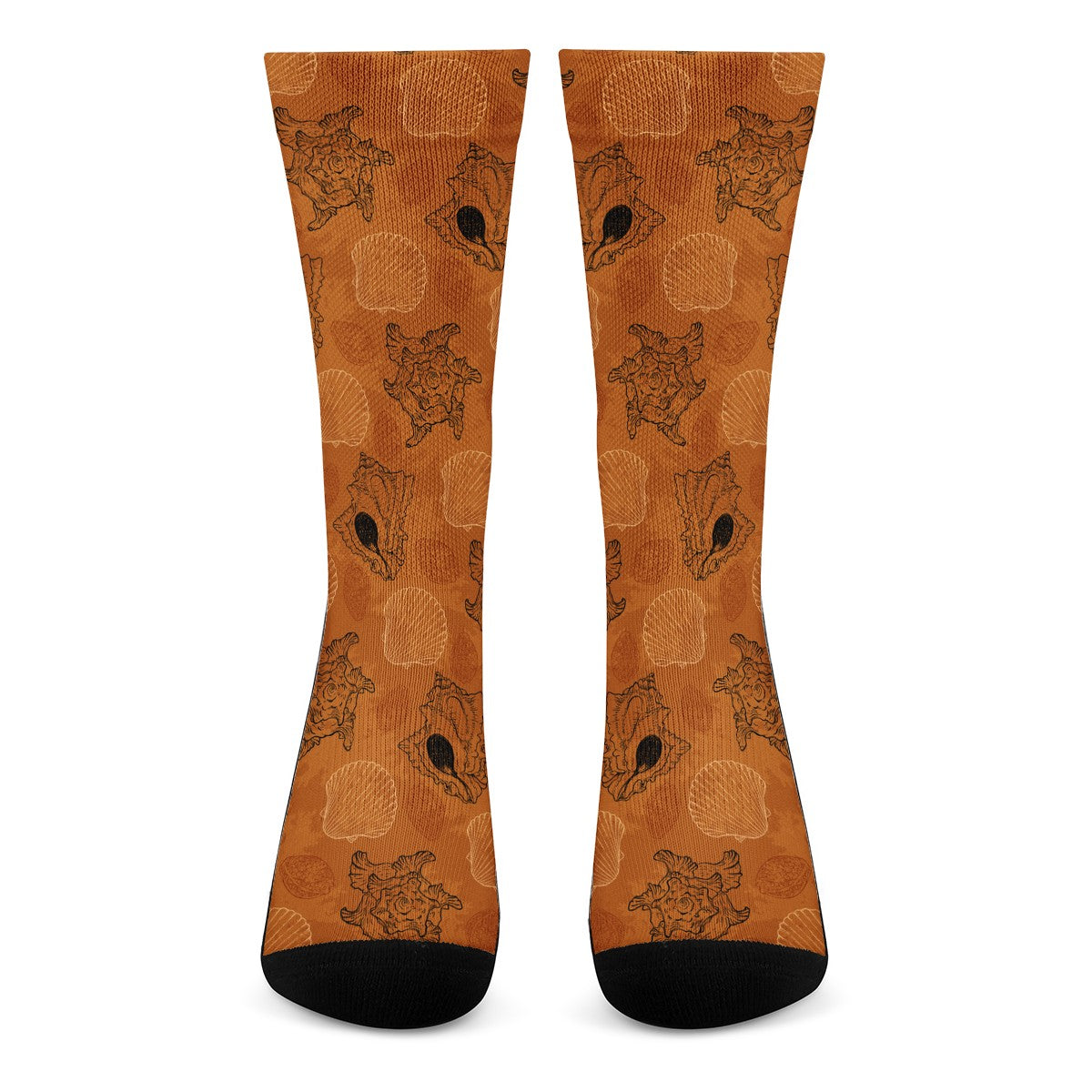 Sea Shell Ocean Design in Orange Crew Socks