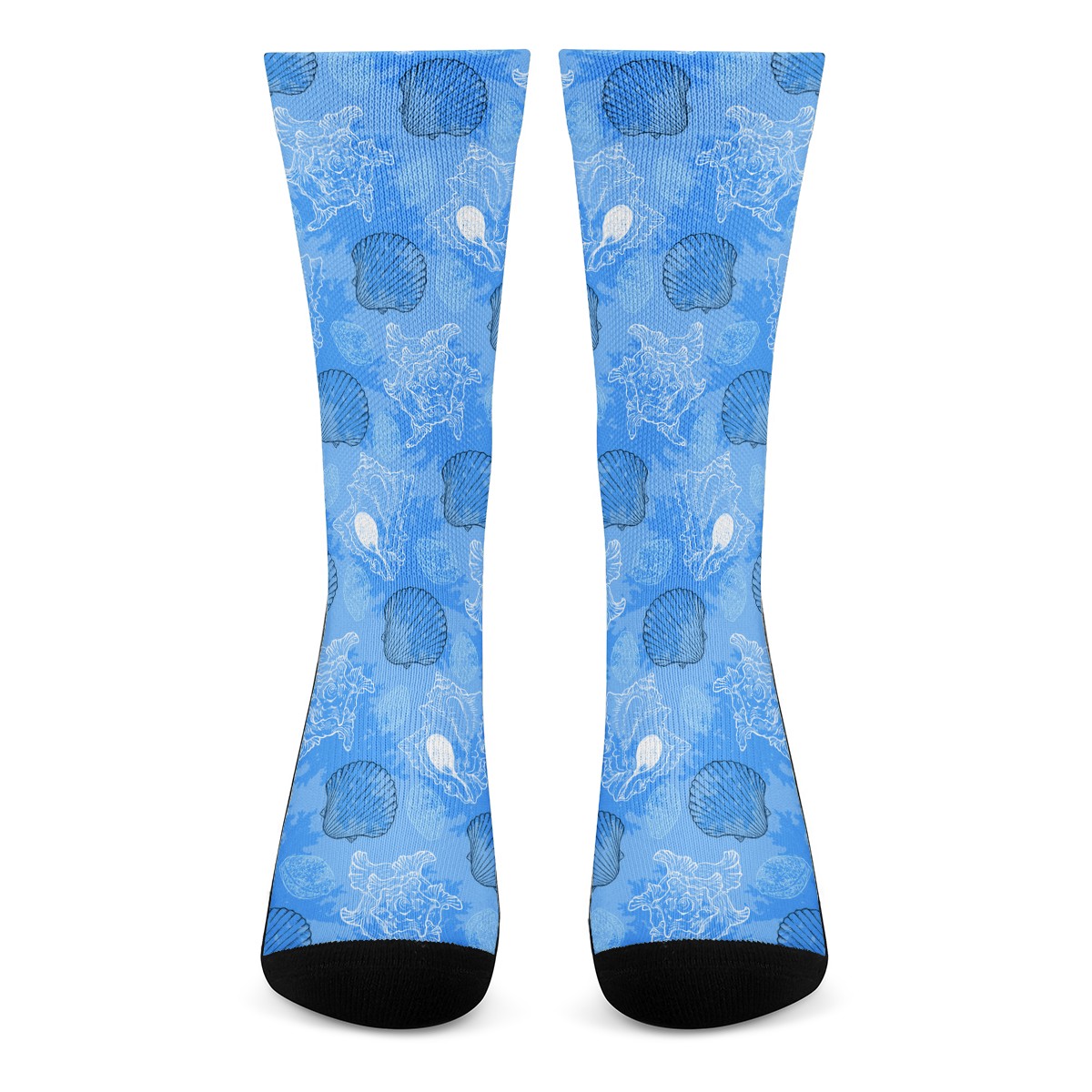 Blue Seashell Ocean Crew Socks