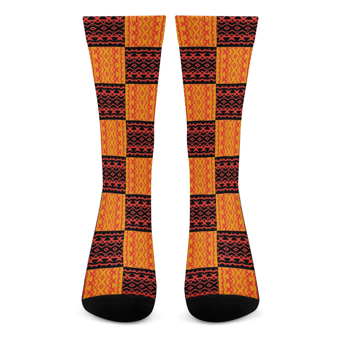 Black and Orange Tribal Design - Crew Socks