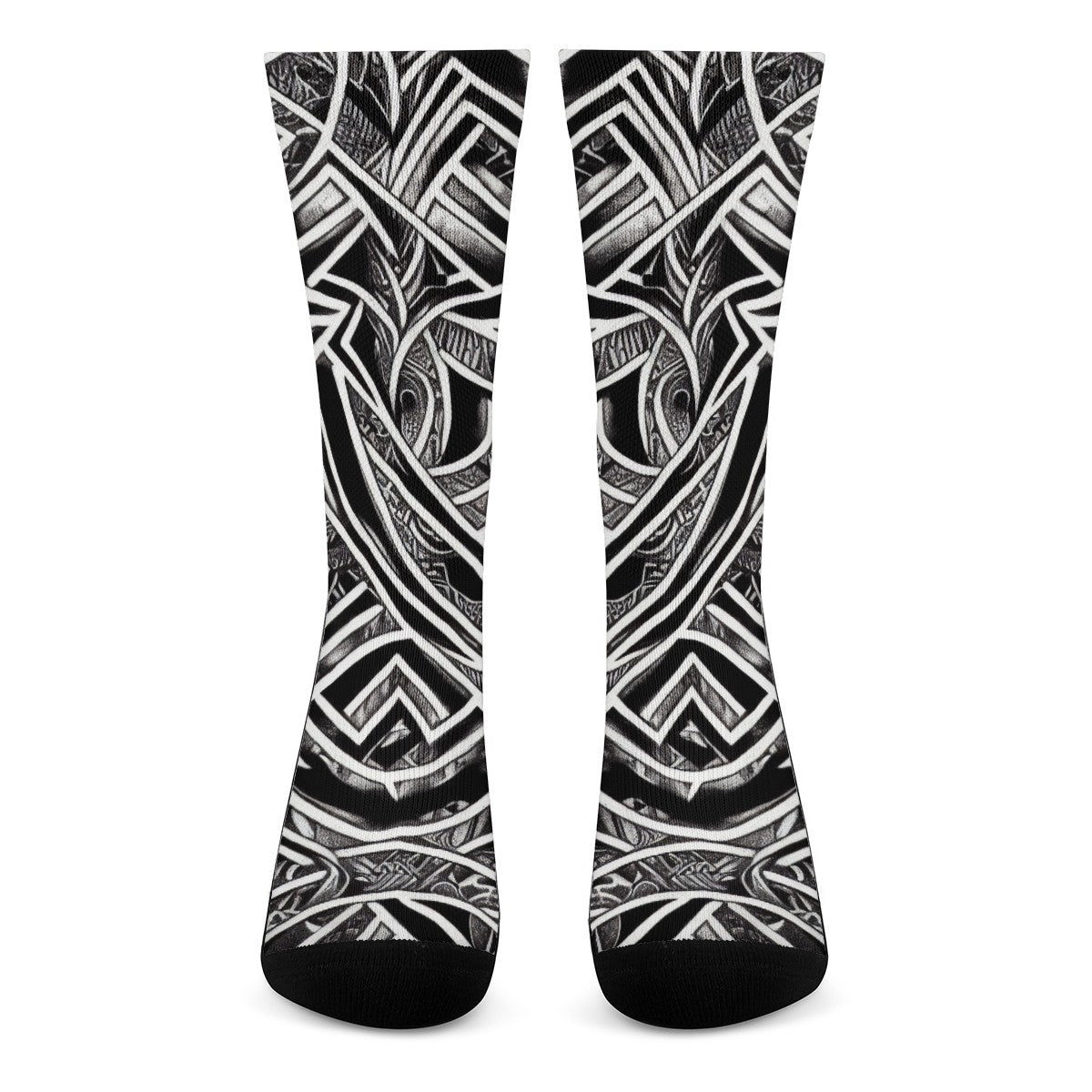 Black and White Polynesian Crew Socks