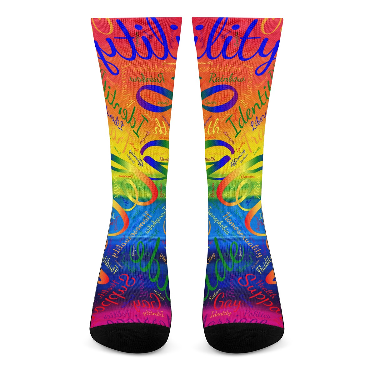 LGBTQ Word Cloud Crew Socks