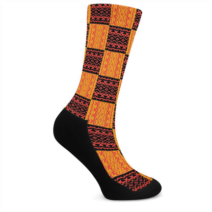 Black and Orange Tribal Design - Crew Socks