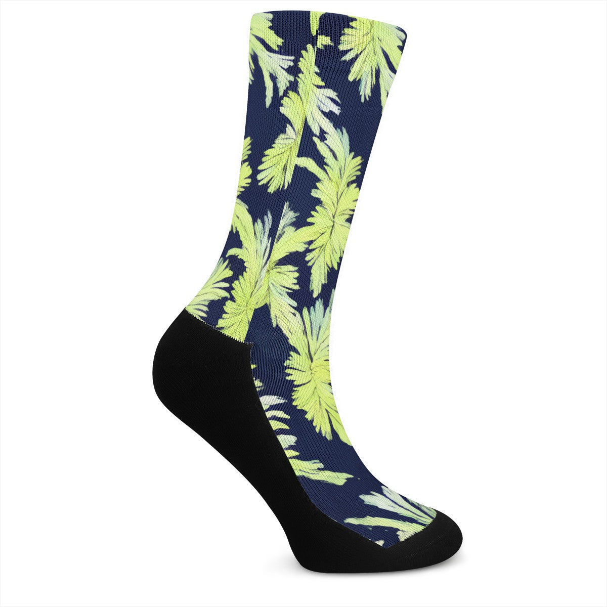 Puakenikeni - Lime Green and Black Crew Socks