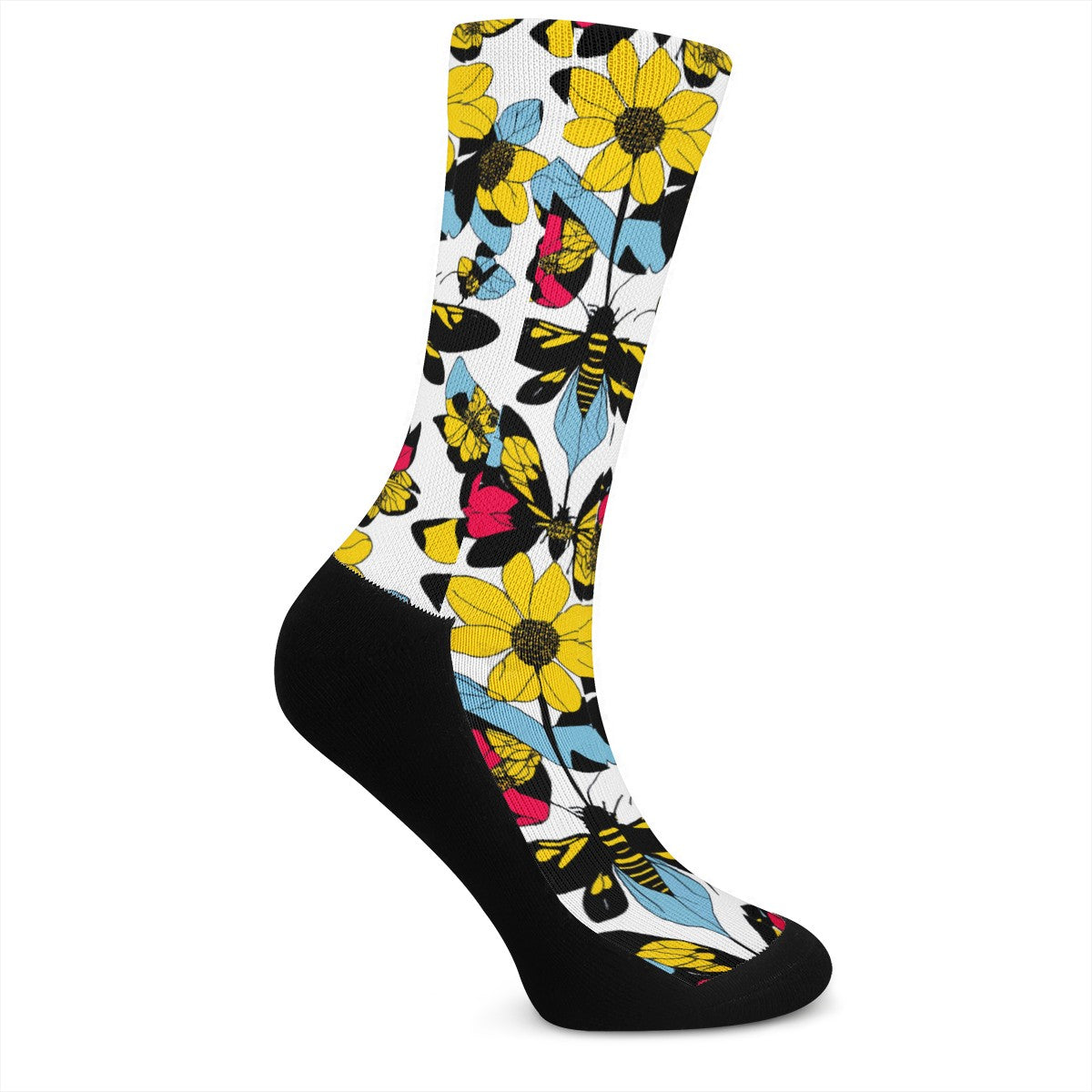 Luxtrini Bees and Sunflowers Crew Socks