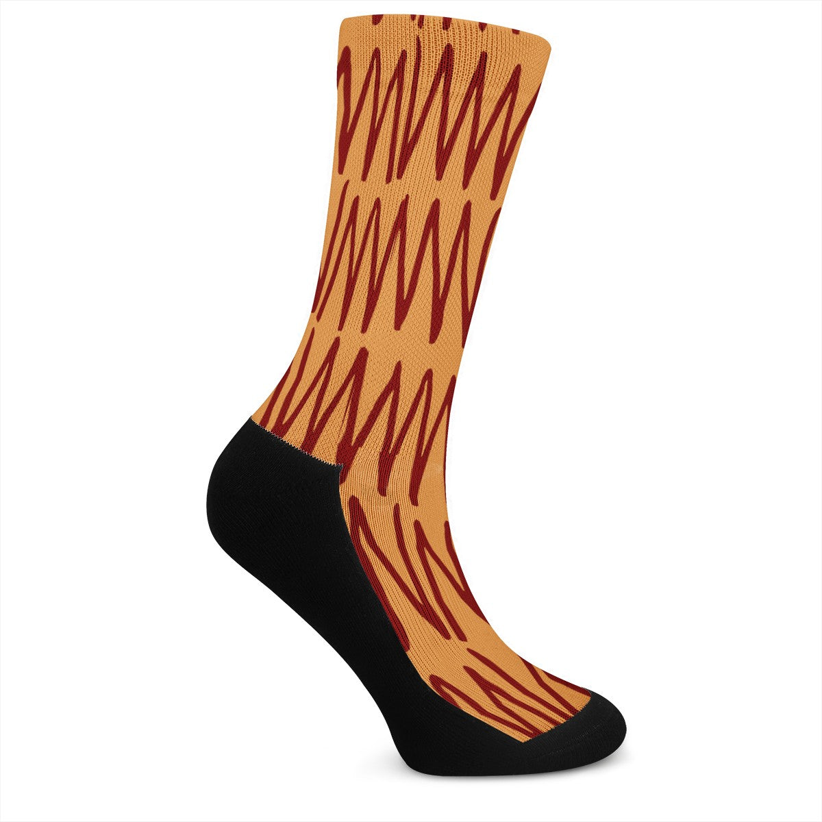 African Ethnic Mudcloth Orange Crew Socks