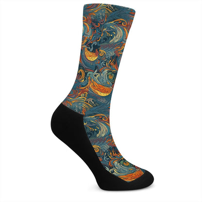 Majestic Dragon and a Graceful Phoenix Crew Socks