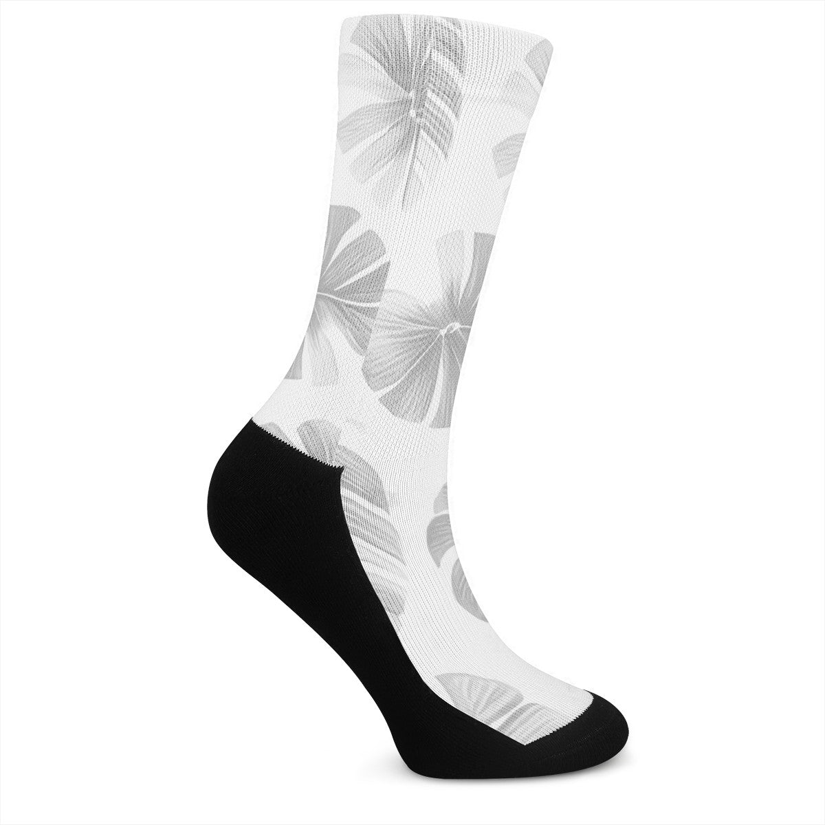 White Monstera Crew Socks