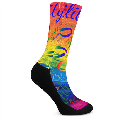 LGBTQ Word Cloud Crew Socks