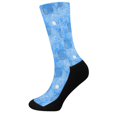 Blue Seashell Ocean Crew Socks