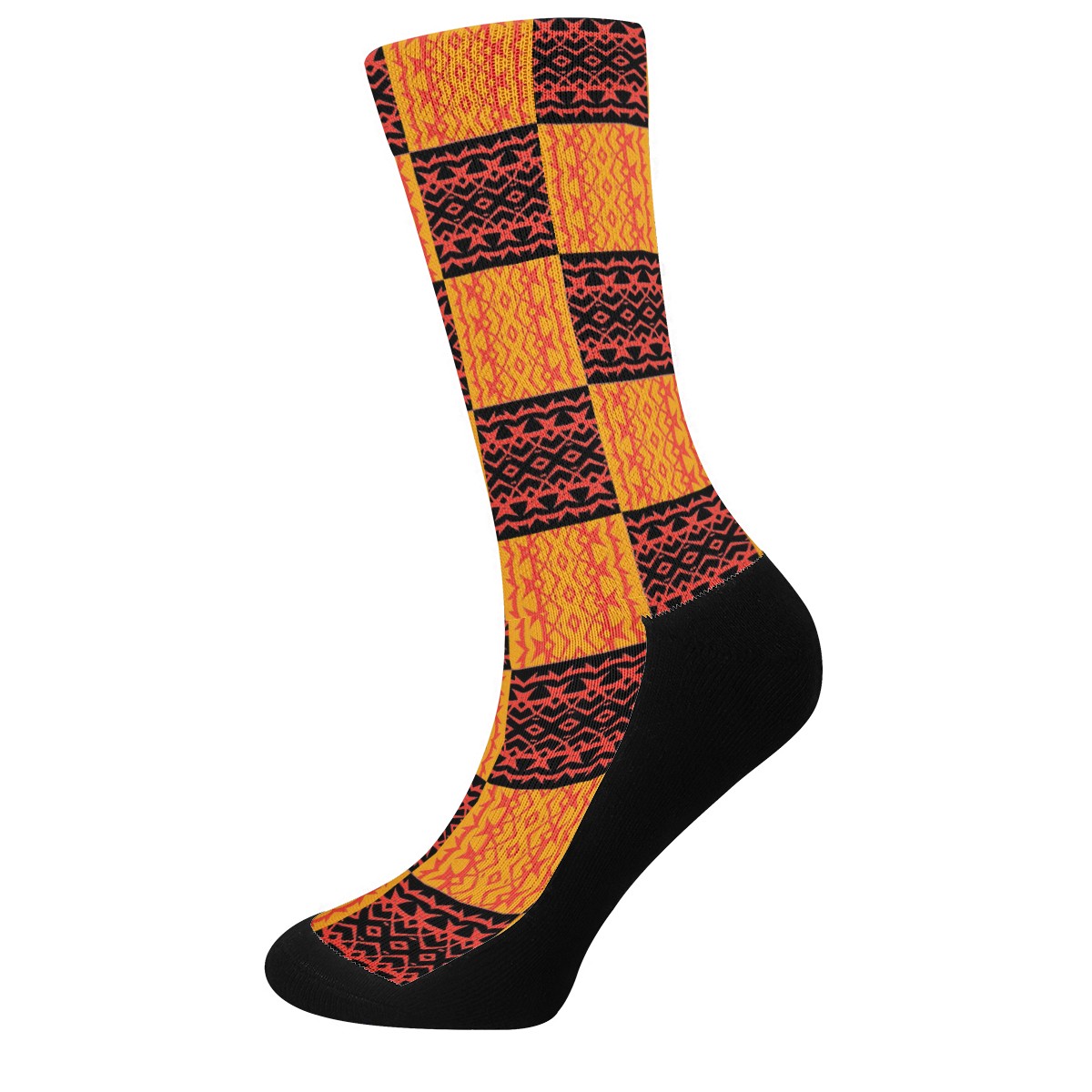 Black and Orange Tribal Design - Crew Socks