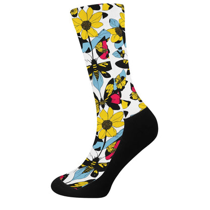 Luxtrini Bees and Sunflowers Crew Socks