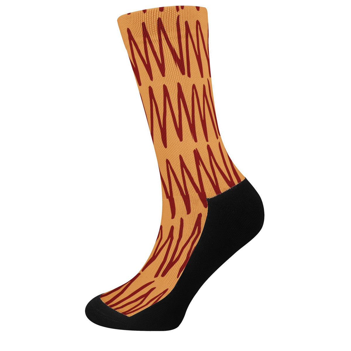 African Ethnic Mudcloth Orange Crew Socks