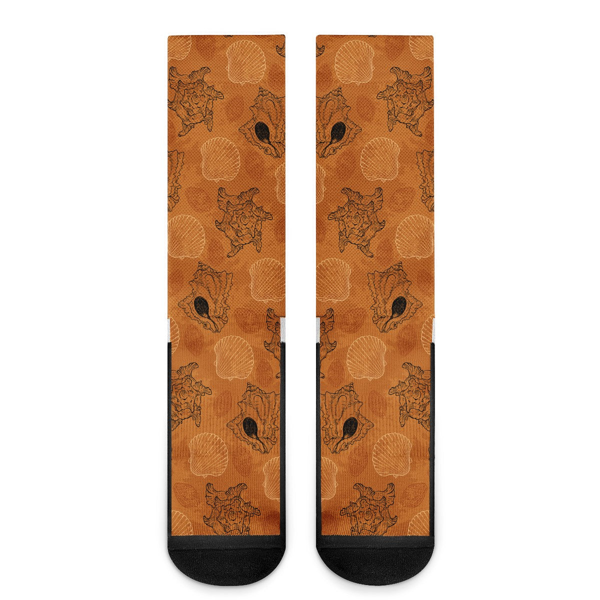 Sea Shell Ocean Design in Orange Crew Socks