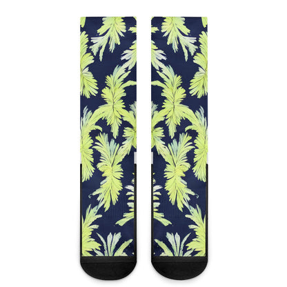 Puakenikeni - Lime Green and Black Crew Socks