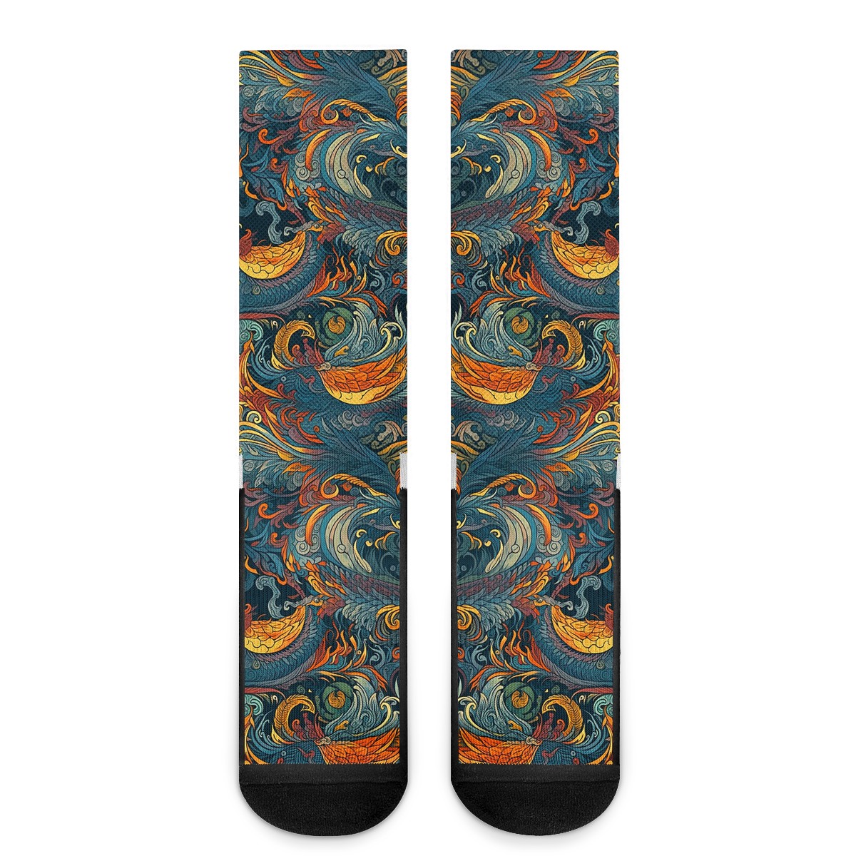 Majestic Dragon and a Graceful Phoenix Crew Socks