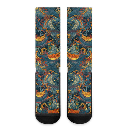 Majestic Dragon and a Graceful Phoenix Crew Socks