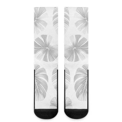 White Monstera Crew Socks