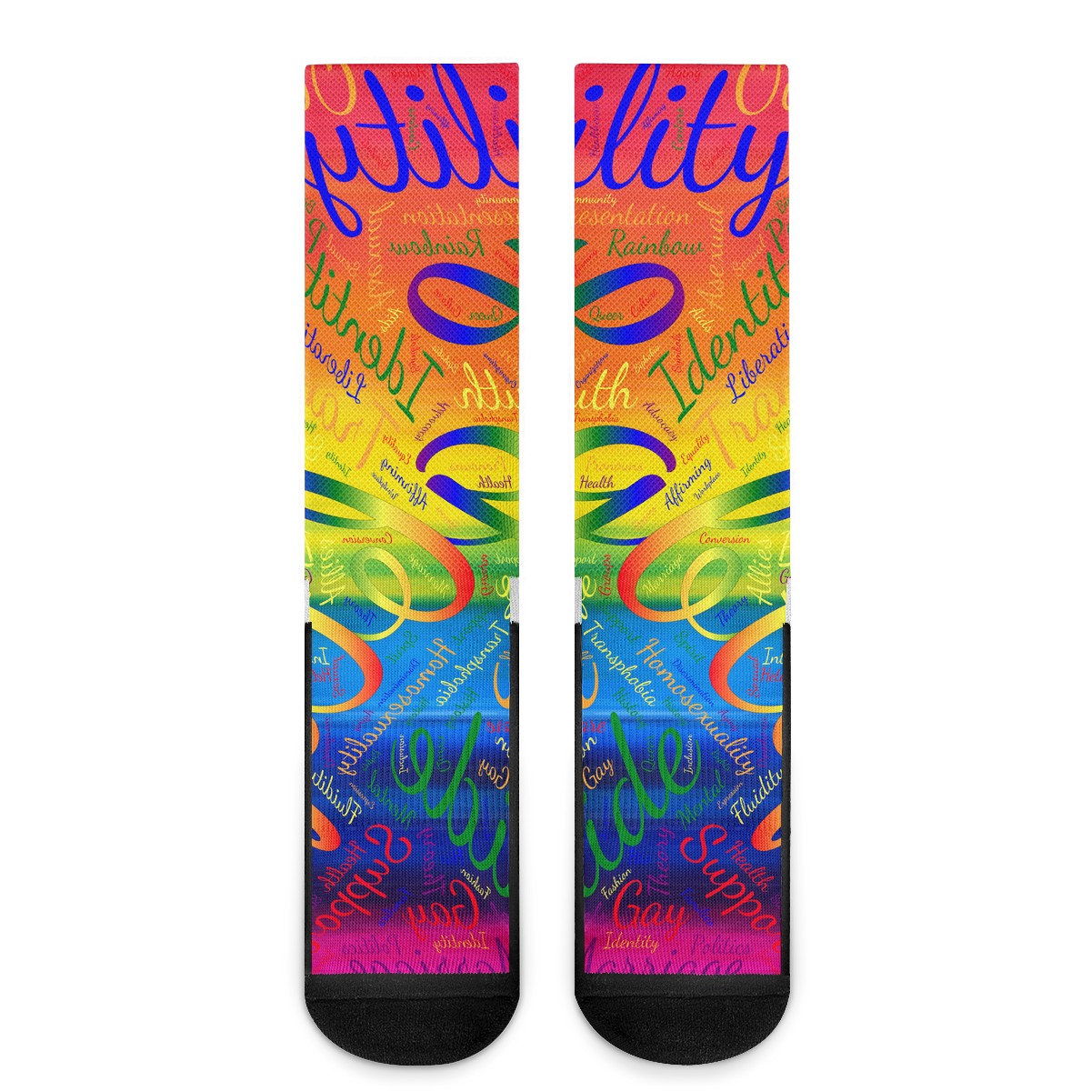 LGBTQ Word Cloud Crew Socks