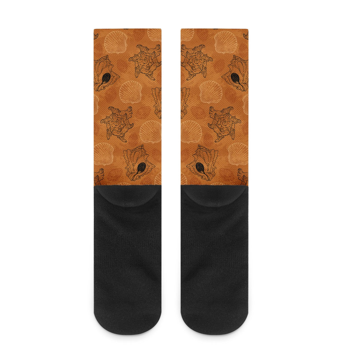 Sea Shell Ocean Design in Orange Crew Socks