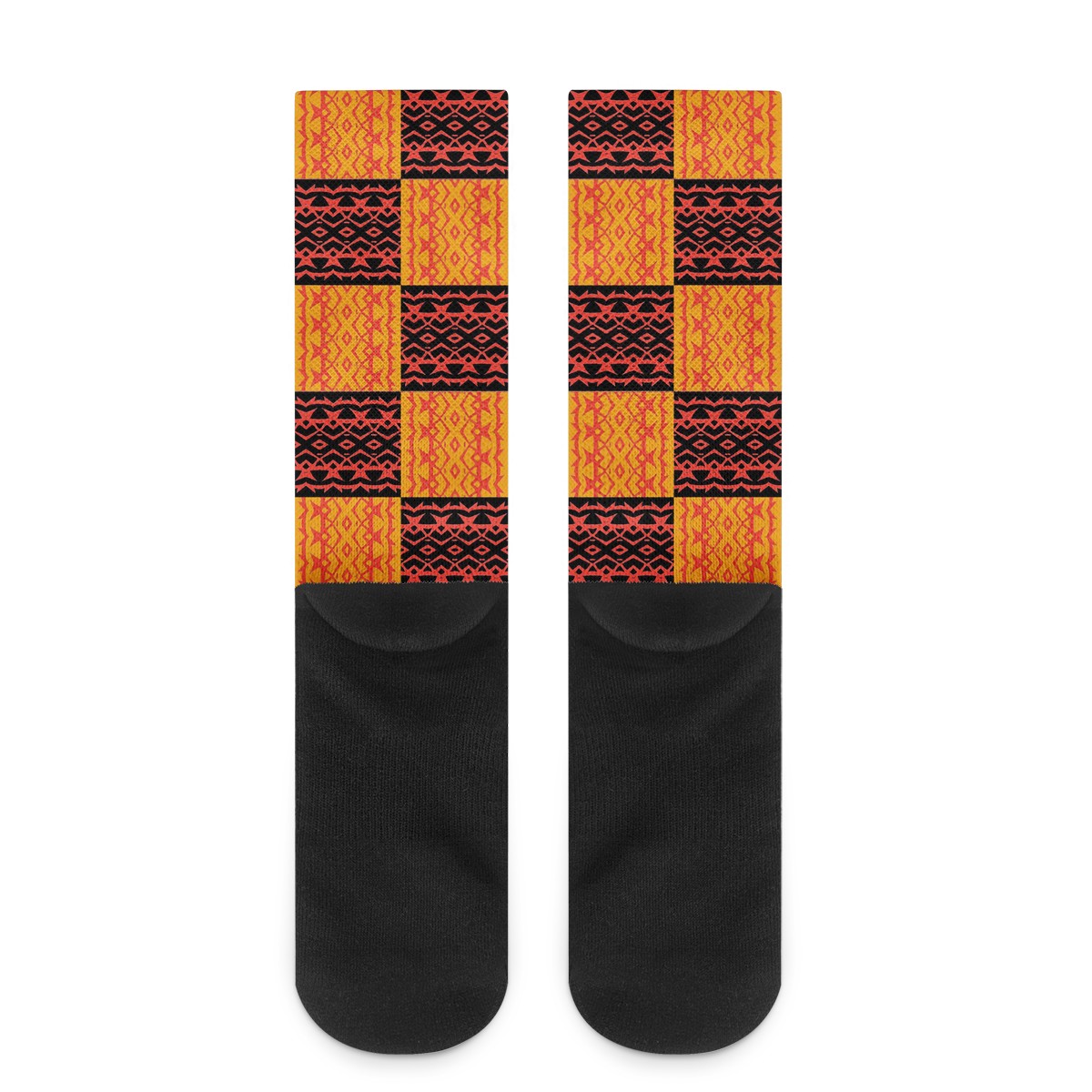 Black and Orange Tribal Design - Crew Socks