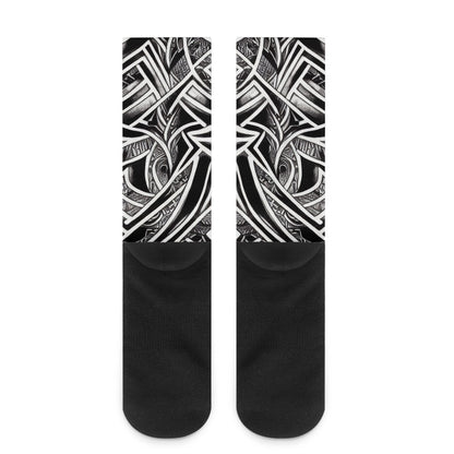 Black and White Polynesian Crew Socks