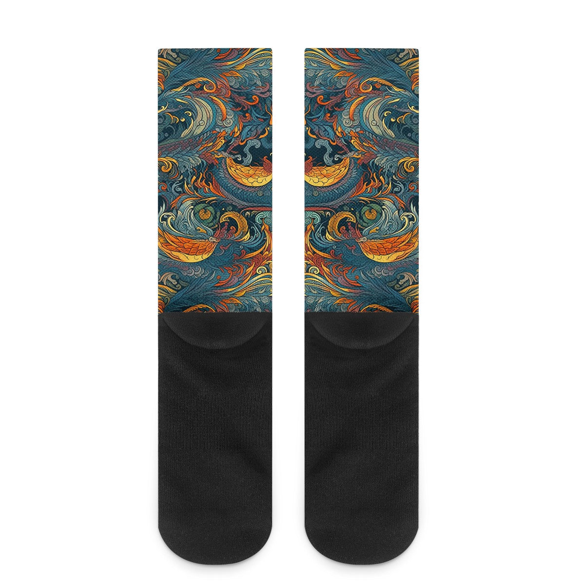 Majestic Dragon and a Graceful Phoenix Crew Socks