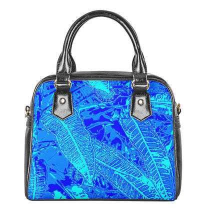 Vibrant Blue Croton Pattern Shoulder Handbags