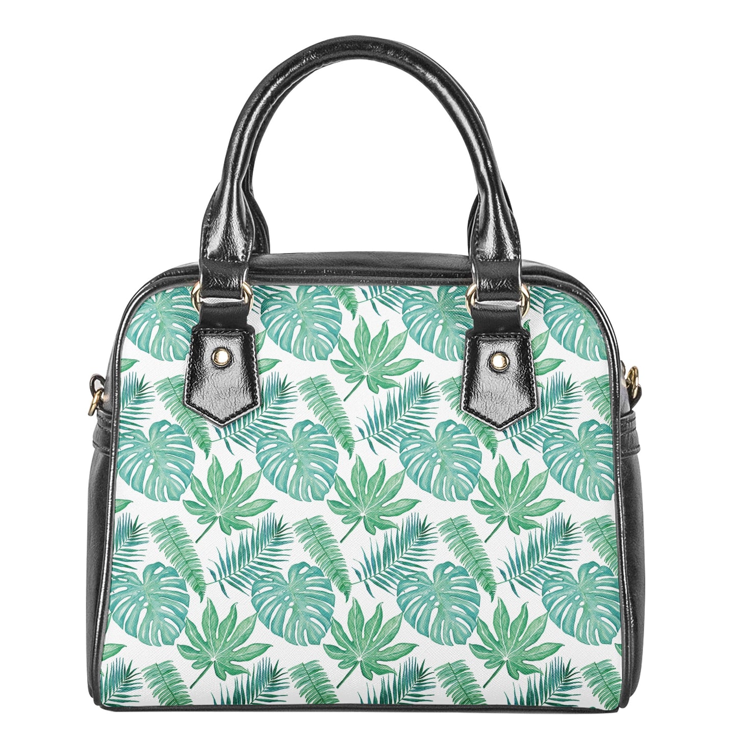 Palm and Monstera Leaf Green Pattern Shoulder Handbags