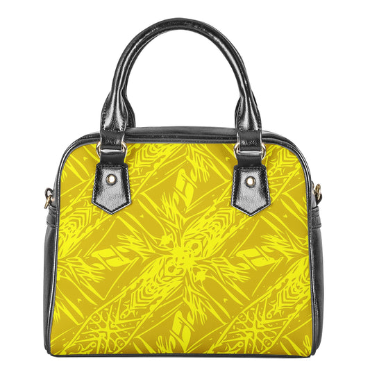 Yellow Fern Vector Abstract Shoulder Handbags