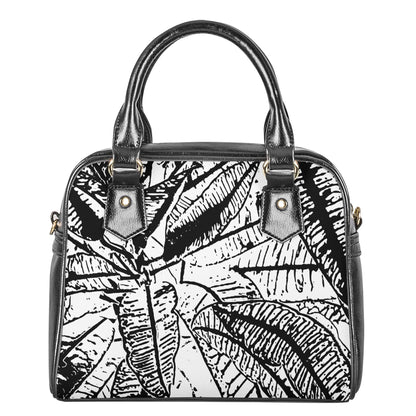 Black and White Croton Shoulder Handbags