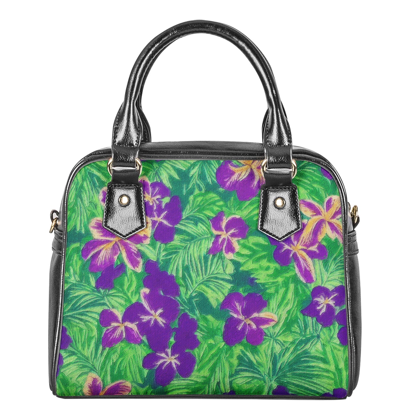 Blue Flag Iris on Green Shoulder Handbags Women ONESIZE