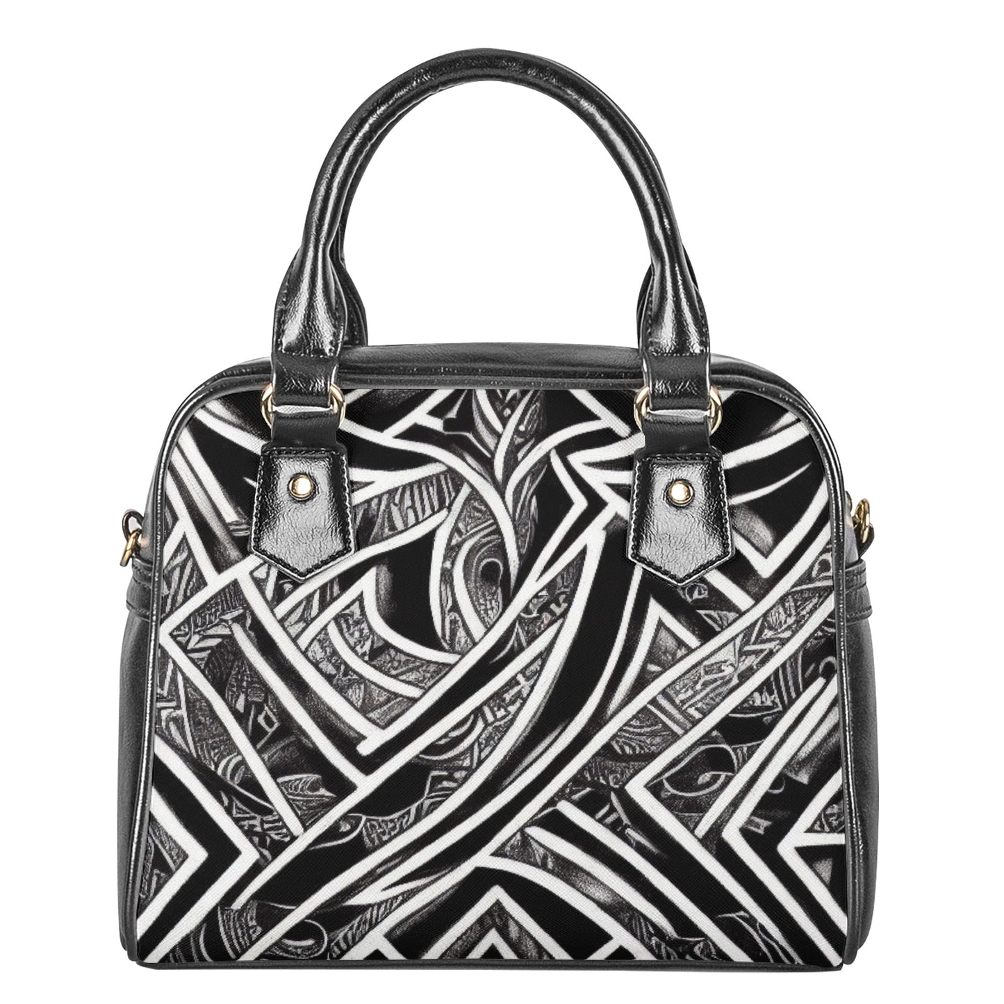 Black and White Polynesian Shoulder Handbags