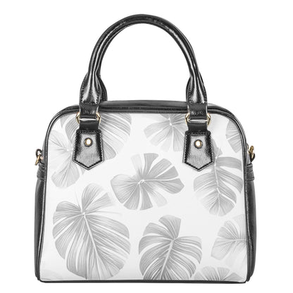 White Monstera Shoulder Handbags