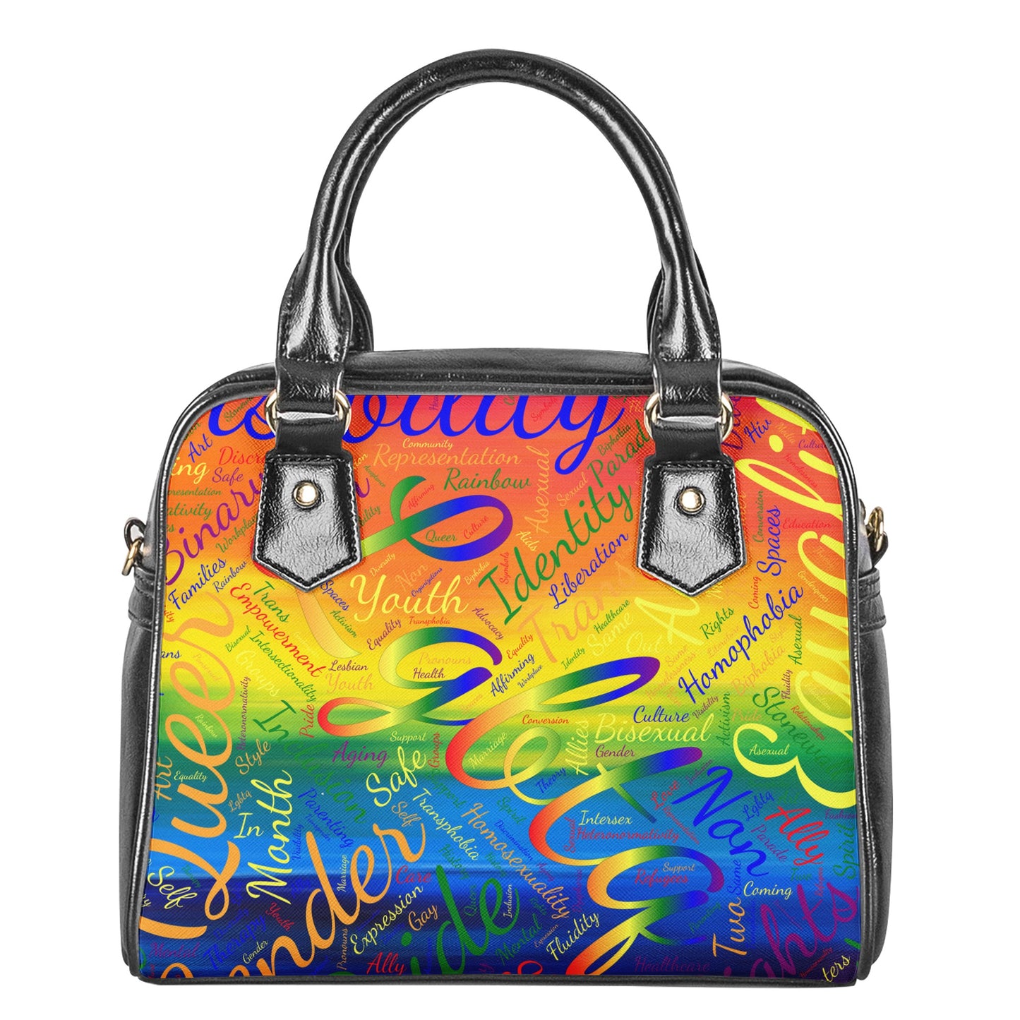 LGBTQ Word Cloud Shoulder Handbags