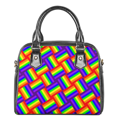 Rainbow Weave Shoulder Handbags