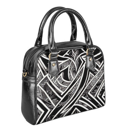 Black and White Polynesian Shoulder Handbags