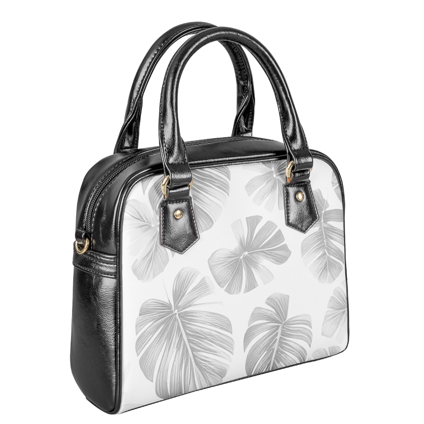 White Monstera Shoulder Handbags