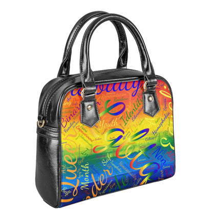 LGBTQ Word Cloud Shoulder Handbags