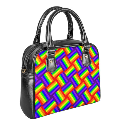 Rainbow Weave Shoulder Handbags