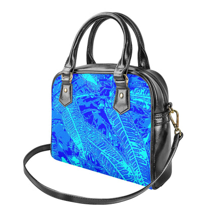 Vibrant Blue Croton Pattern Shoulder Handbags