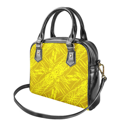 Yellow Fern Vector Abstract Shoulder Handbags