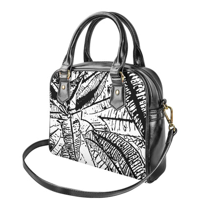 Black and White Croton Shoulder Handbags