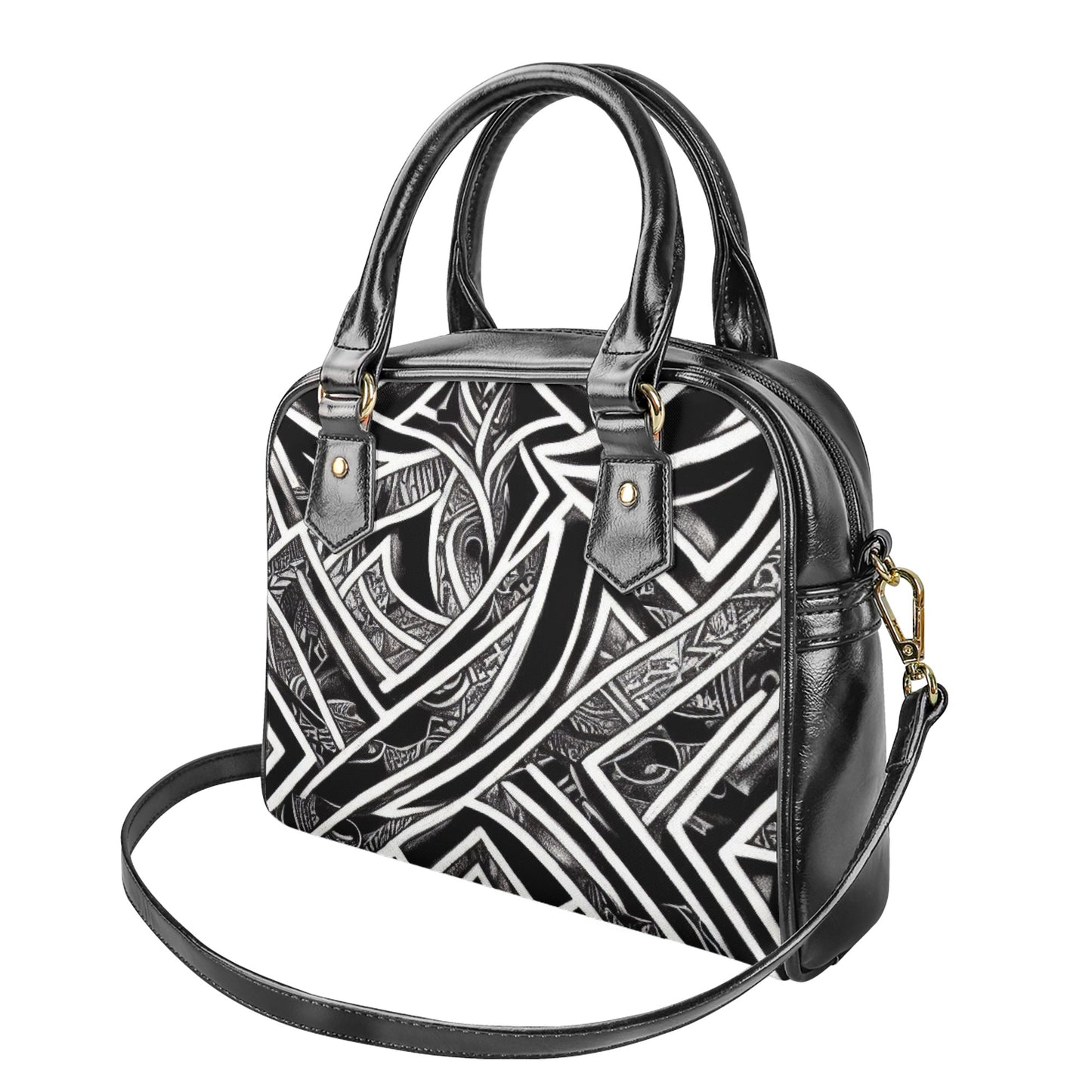 Black and White Polynesian Shoulder Handbags