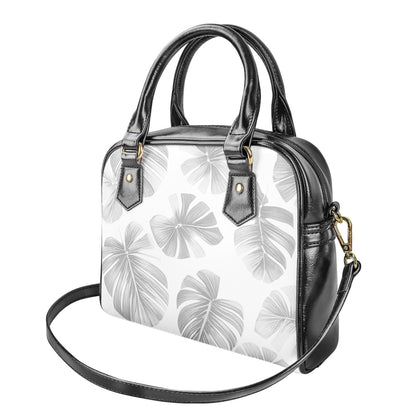 White Monstera Shoulder Handbags