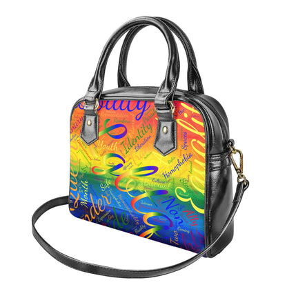 LGBTQ Word Cloud Shoulder Handbags