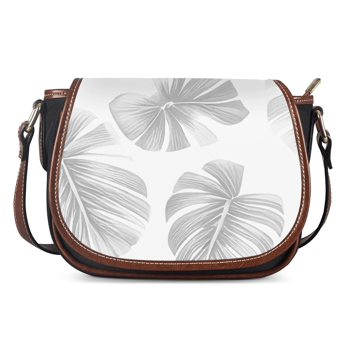 White Monstera Saddle Bags