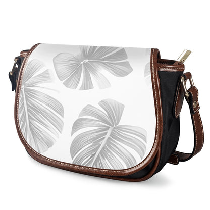 White Monstera Saddle Bags