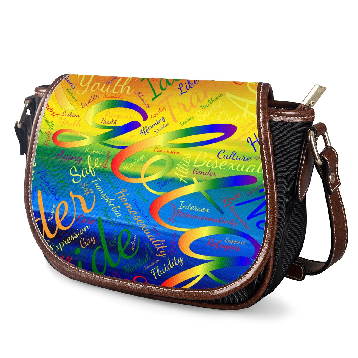 LGBTQ Word Cloud Saddle Bags